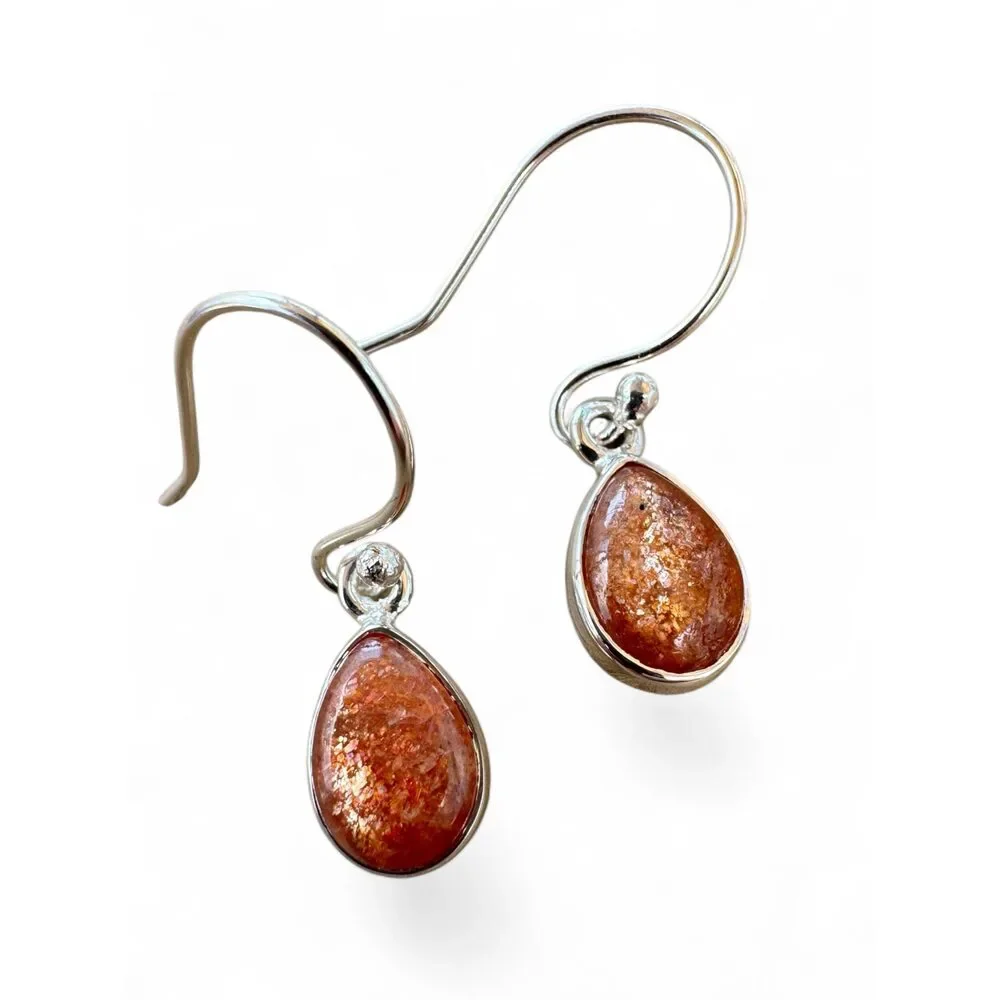 Sunstone Solid 925 Sterling Silver Earrings